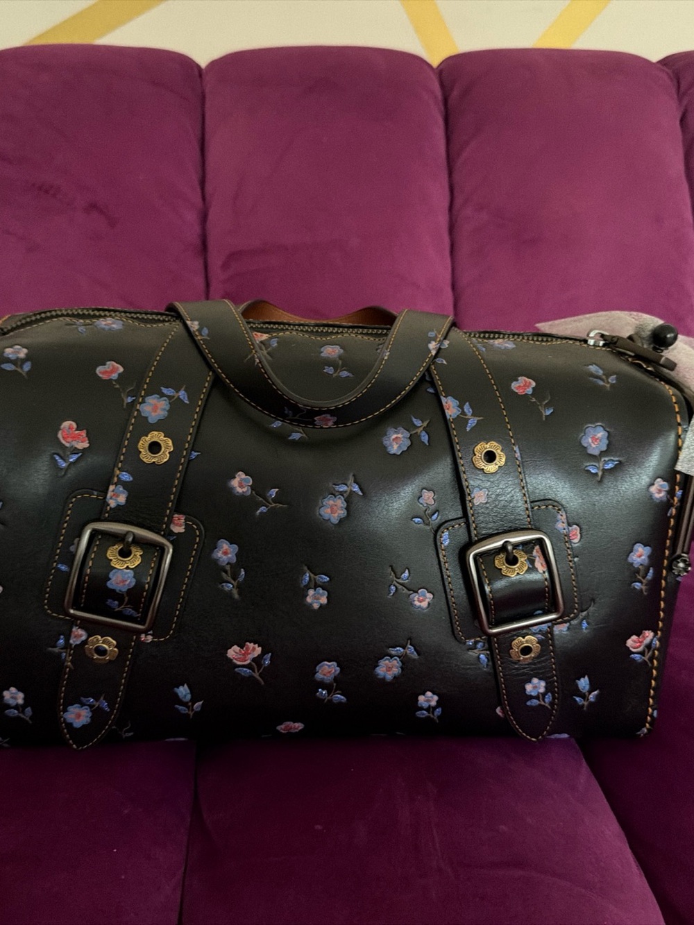Coach Double Entry Floral Kisslock Bag